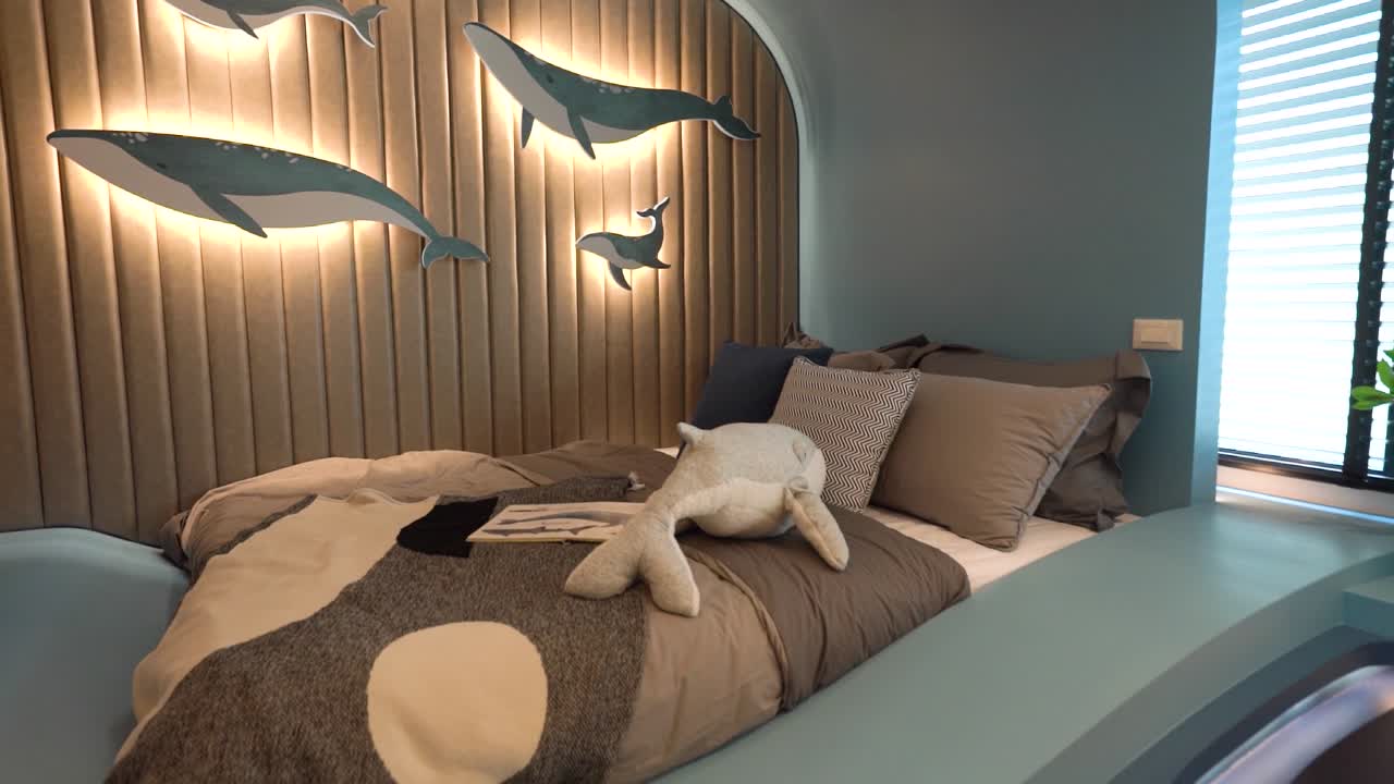 diseño de interiores de dormitorios para niños con estilo marino, sin personas