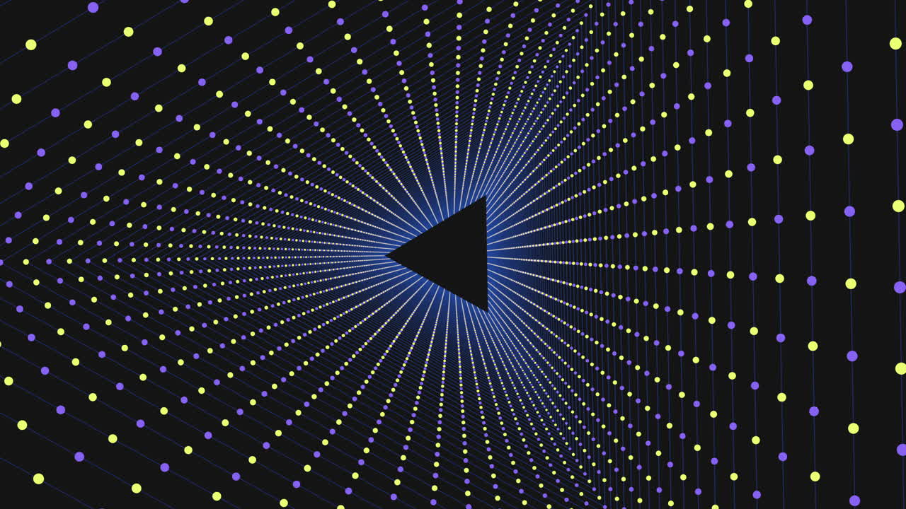 triángulo azul vibrante rodeado de puntos amarillos dispersos