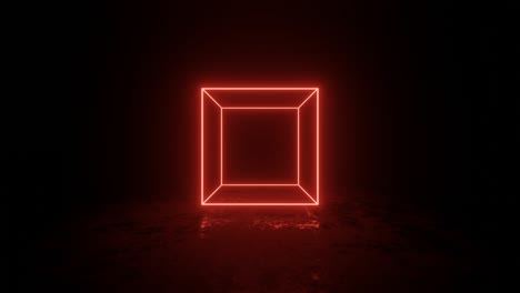 rotating cube with red neon edges. simple motion graphic animated background