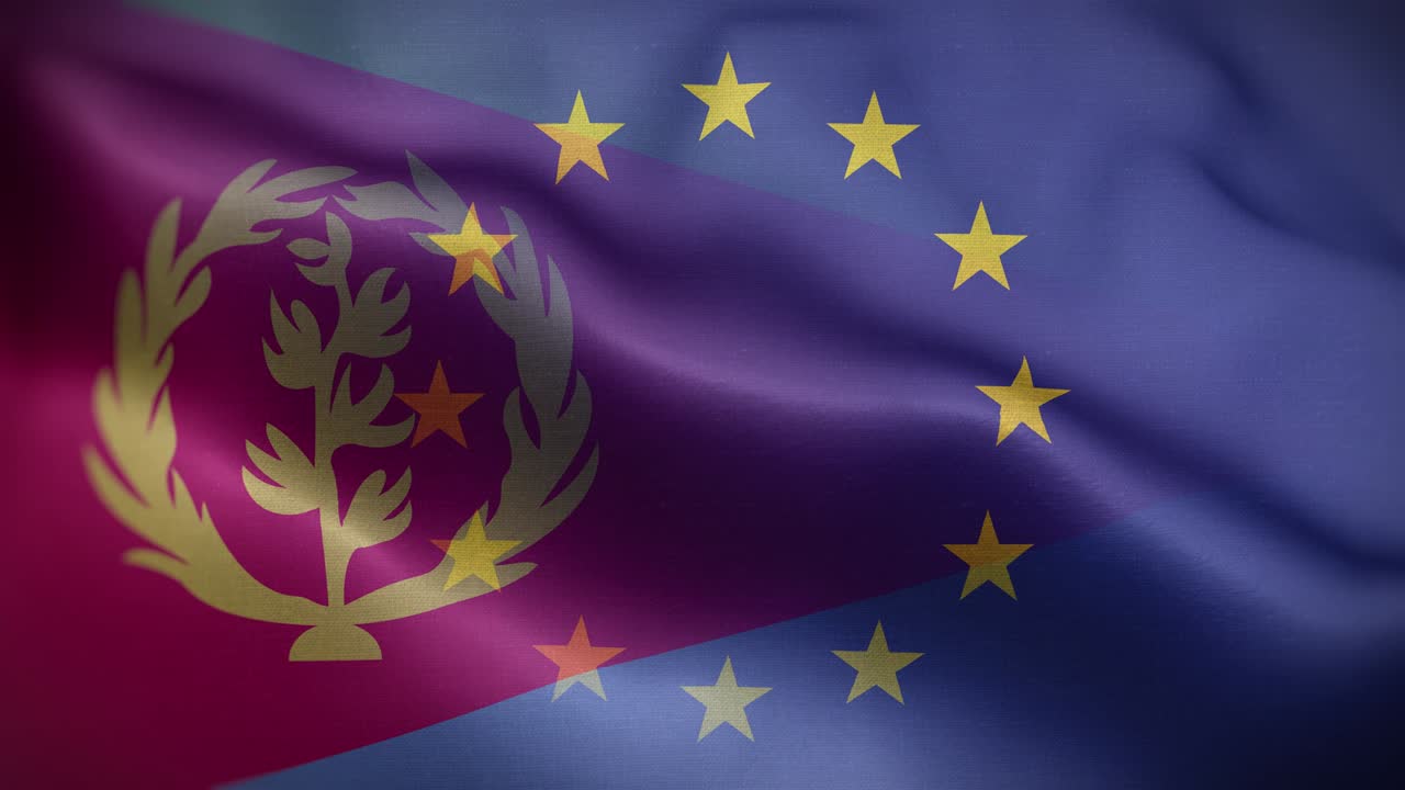 EU Eritreas flagga, loopbakgrund 4K