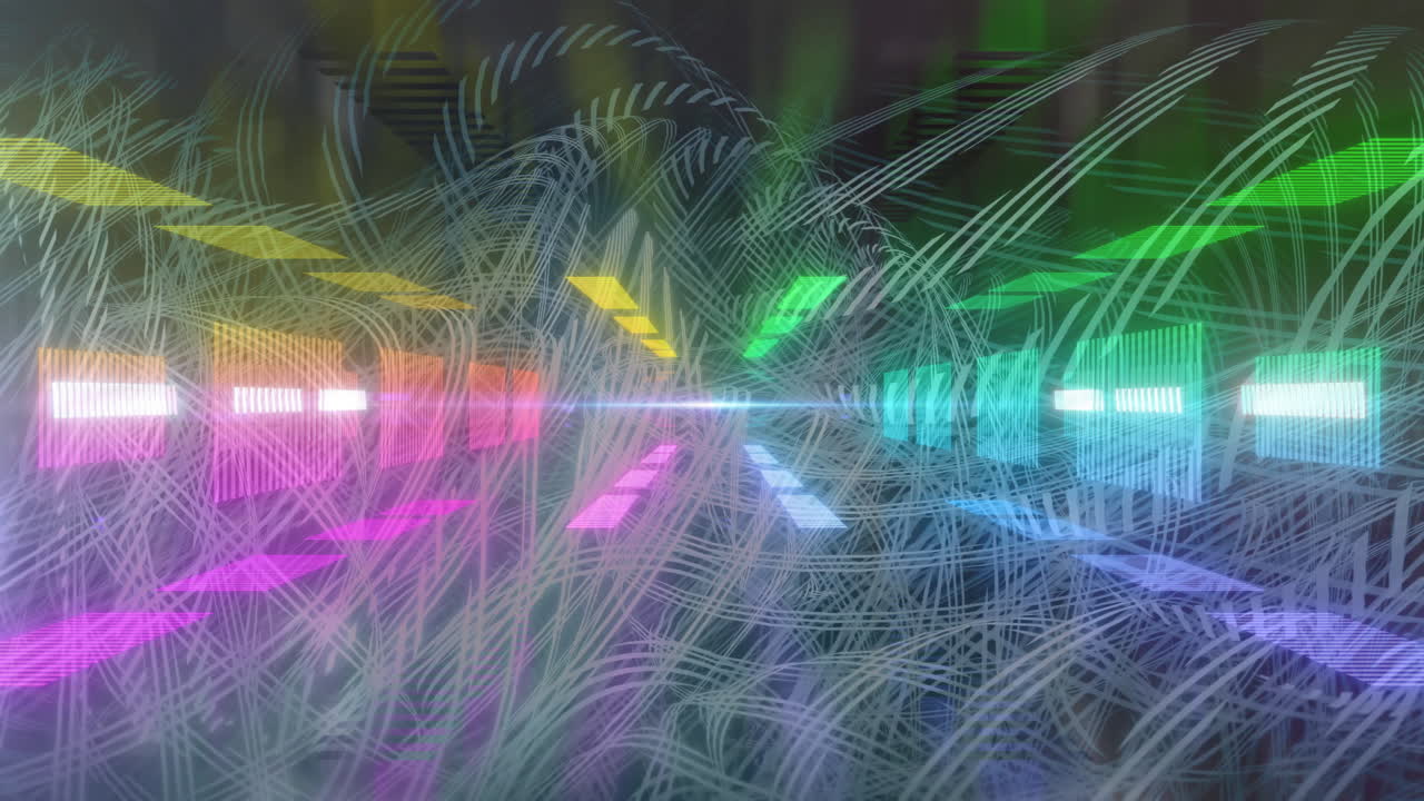 Creating dynamic visual effects, colorful light patterns and lines in animation
