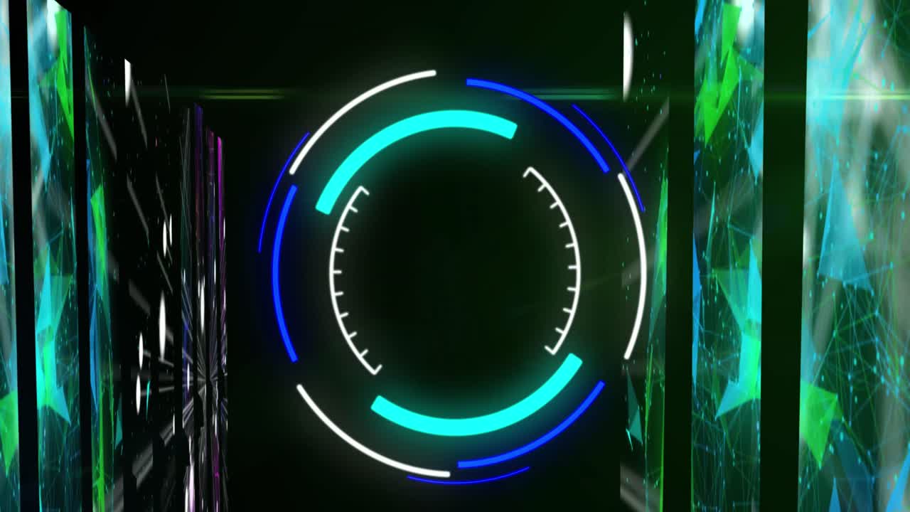 컴퓨터 서버를 통해 범위 스캐닝과 데이터 처리의 애니메이션