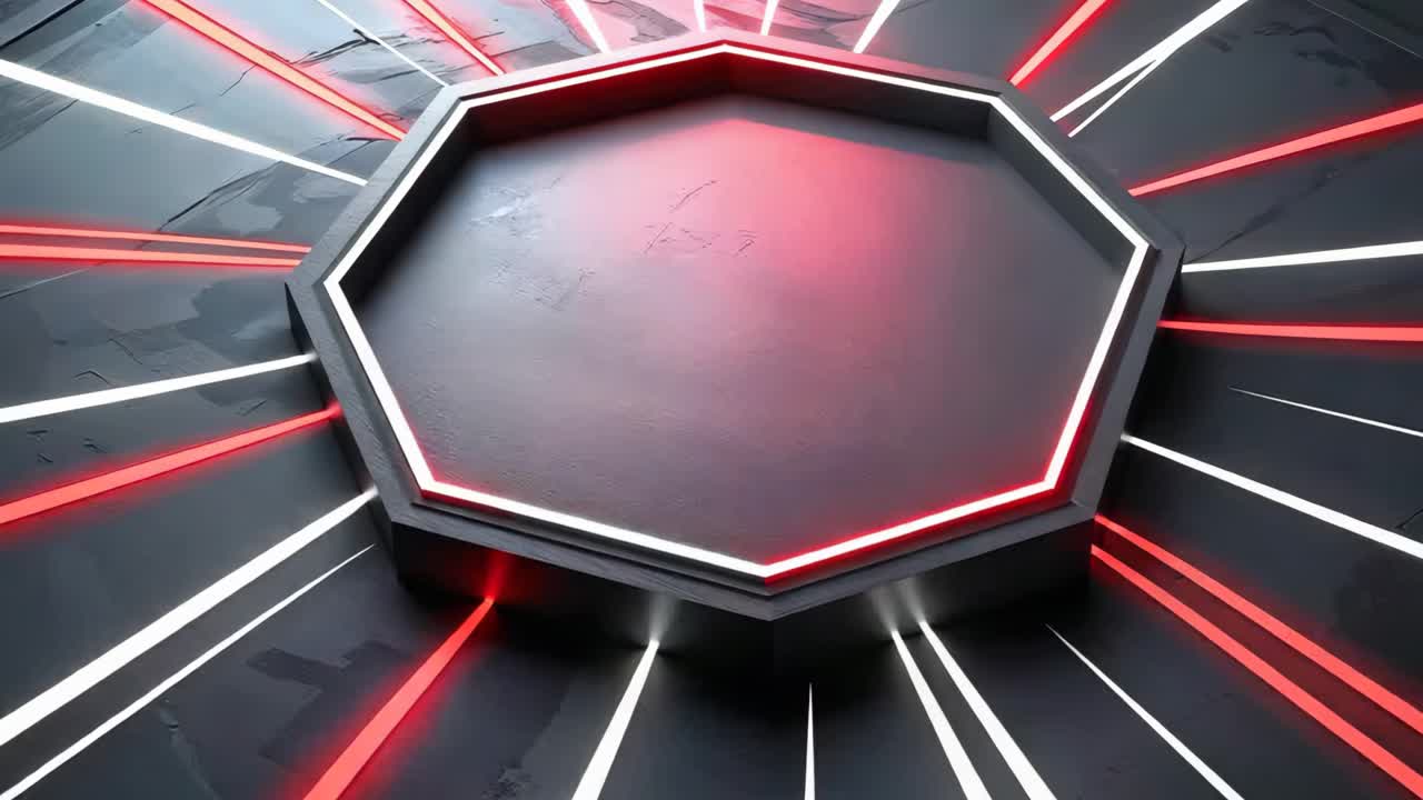 Futuristic Octagon Platform with Neon Lights