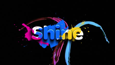 animation of shine text over colorful blots