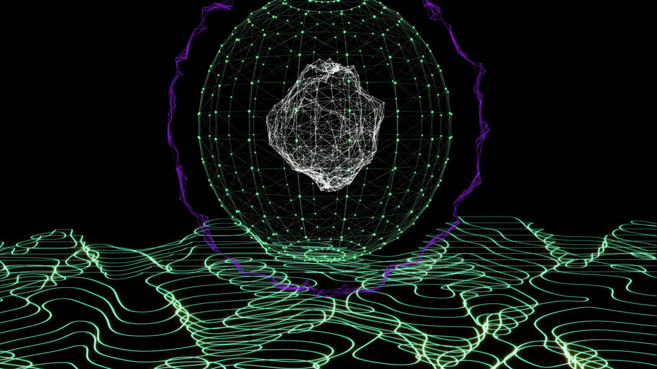 animación de un globo con una red de conexiones sobre fondo negro