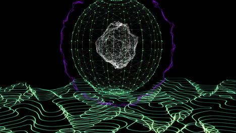 Animation of globe with network of connections on black background