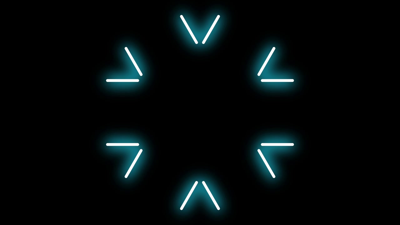 Forma di stella al neon con un elemento a linea retta e effetto luce verde. Sfondo animato con movimento astratto di luci al neon