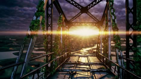 puente abandonado al atardecer