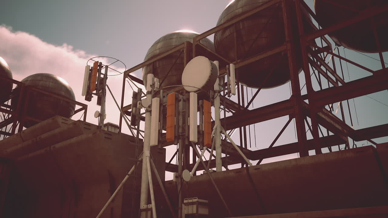 안테나 를 가진 미래적 인 탑