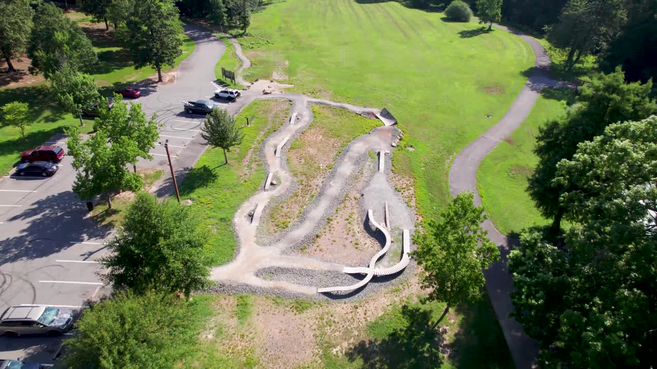 Aerial footage of Boyle Park bike track in Little Rock Arkansas