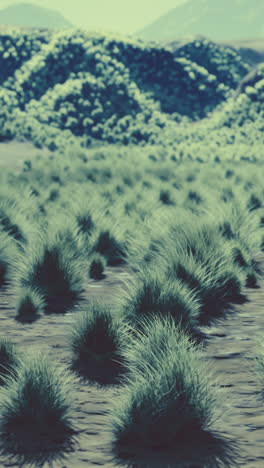 tranquil desert landscape with tufts of grass