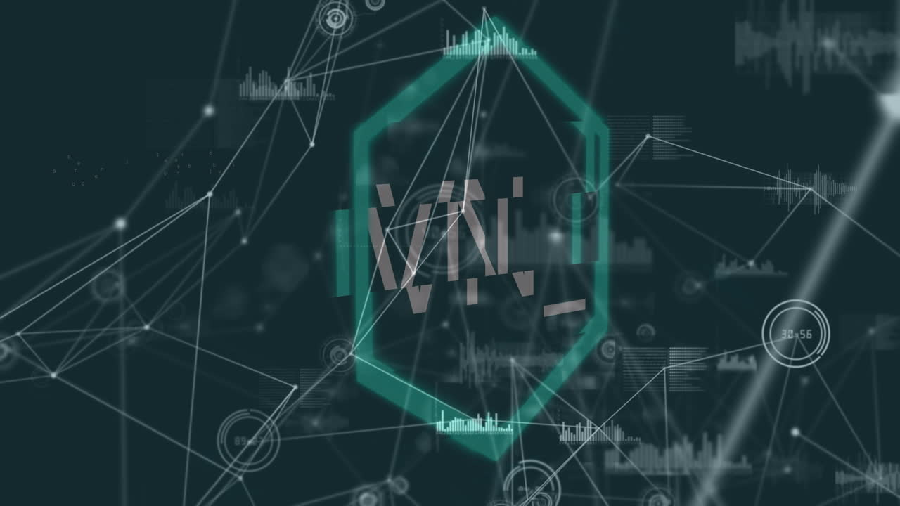 nft의 애니메이션은 흑색 공간의 연결을 통해 육각형으로