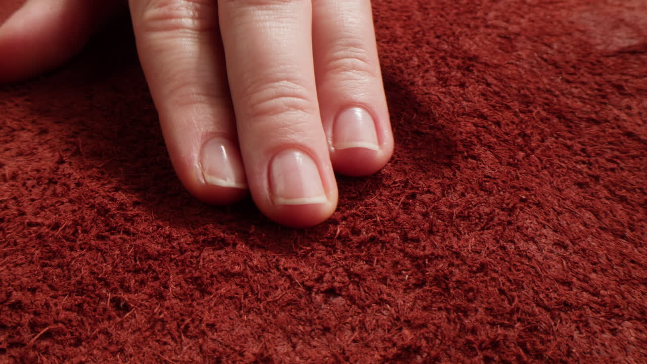 Primo piano di dita su texture rossa