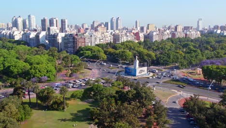 aerial shot establishing palermo neighborhood with its green areas, plaza and connectivity