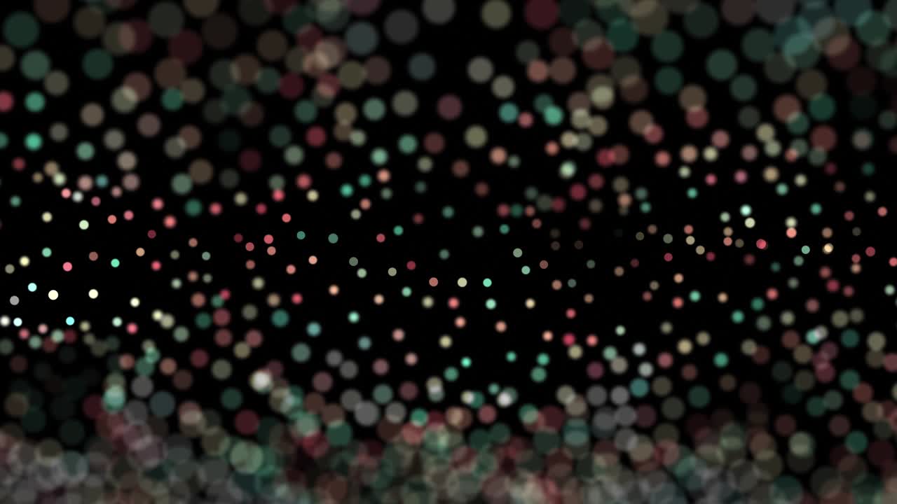 4k - partículas enfocadas, azul, marrón, verde. en bucle