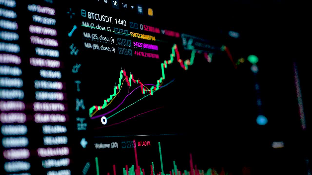 Online, Internet Uptrend Chart of Bitcoin Currency - Investment, Concept, Crypto, High contrast.