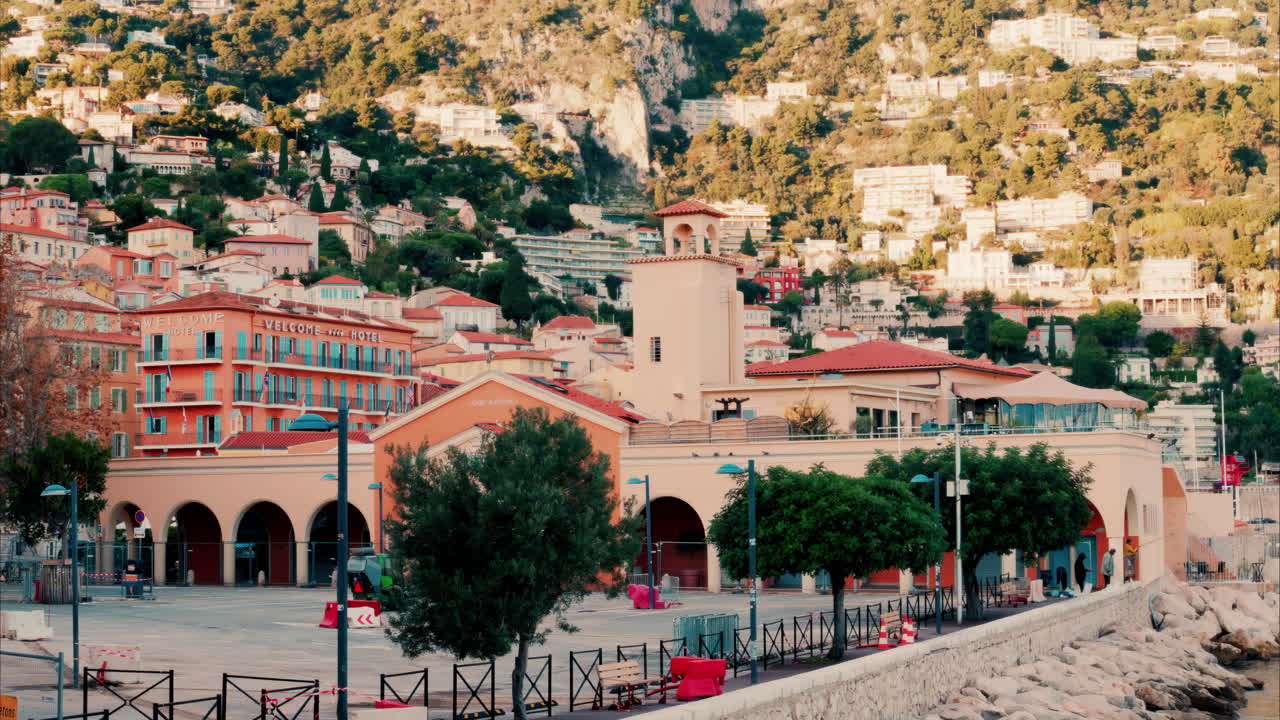 Villefranche sur Mer, France - December 10, 2024: Street view of a seaside town on the French Riviera in daylight