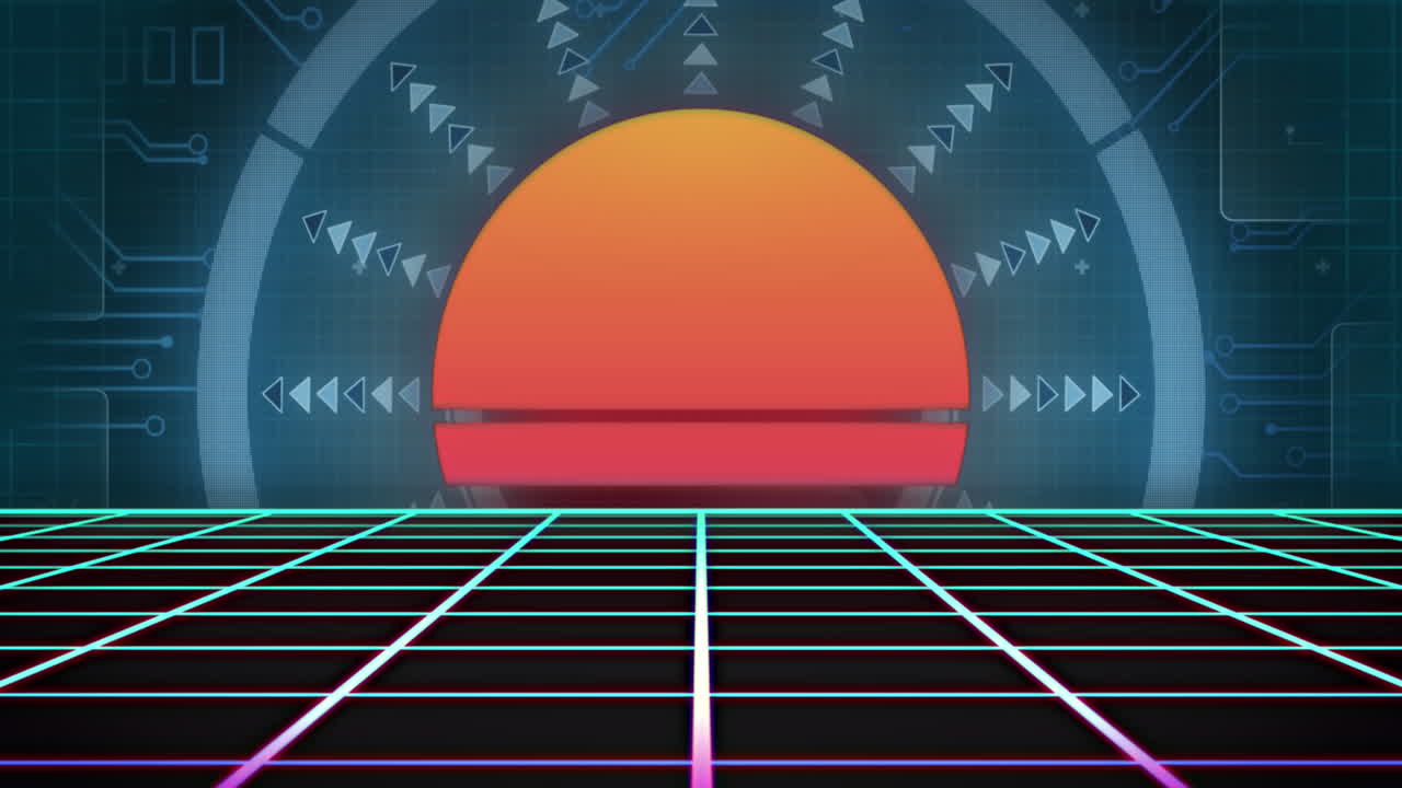 원형 스캐너 및 마이크로 프로세서 연결에 대한 원활한 패턴으로 그리드 네트워크의 애니메이션