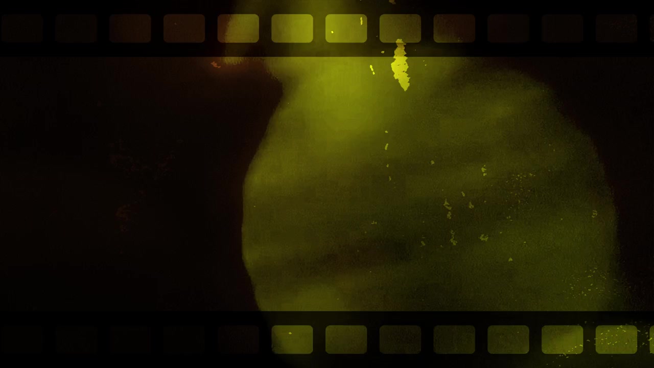 Vintage Filmstrook Overlay met Gele Lichtlekken en Korrel