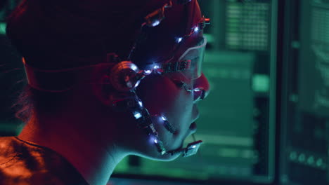 Woman with Futuristic Head-Mounted Display