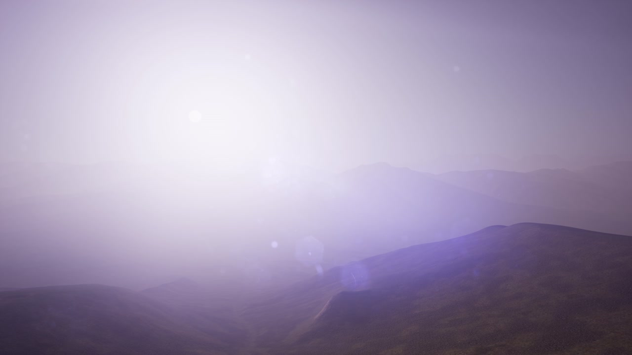 안개 속 에 있는 공중 의 초록색 언덕 풍경