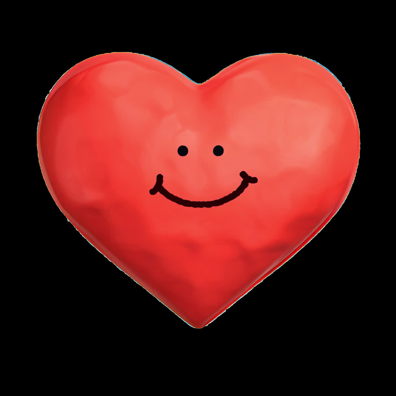 Smiling heart animation isolated asset, transparent 4K video, alpha channel, ProRes 4444