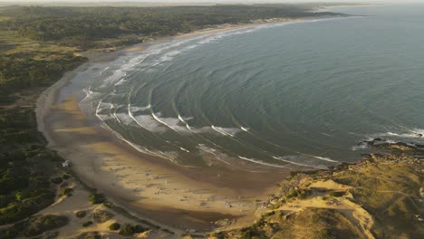 Beautiful-Panoramic-shot-of-Playa-Grande-beach-at-sunset-in-Uruguay