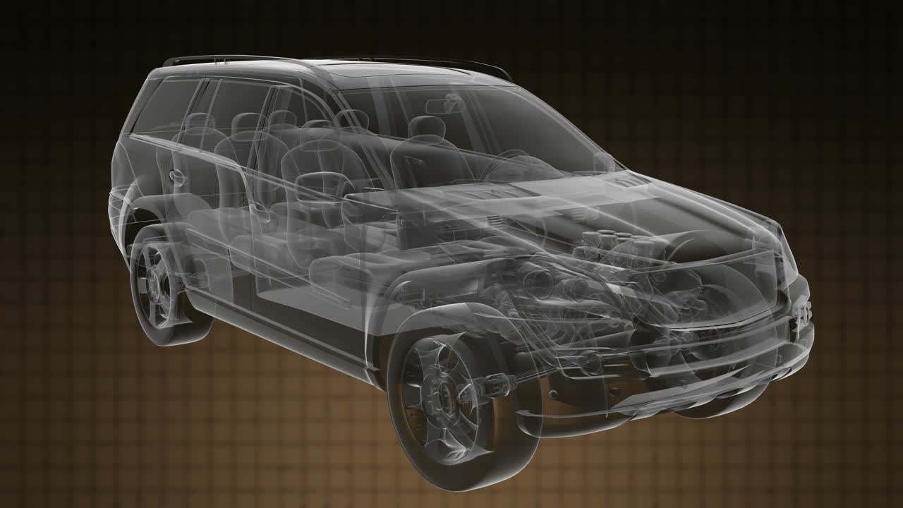 el coche transparente gira.