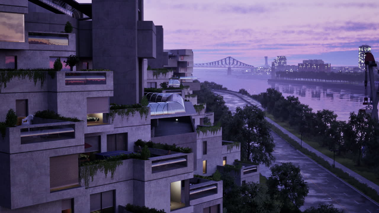 도시를 볼 수 있는 현대 건축 건물