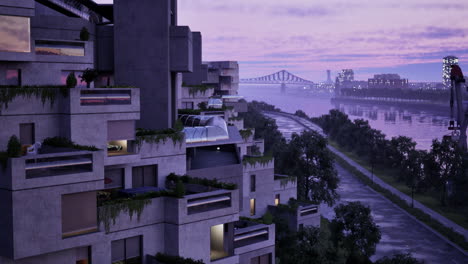 modern architecture building with a view of the city