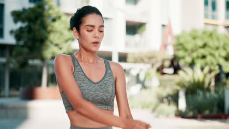 woman stretching outdoors