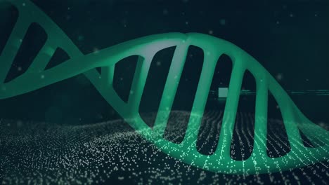 DNA-Struktur,-Die-Sich-Gegen-Eine-Digitale-Welle-Auf-Blauem-Hintergrund-Dreht