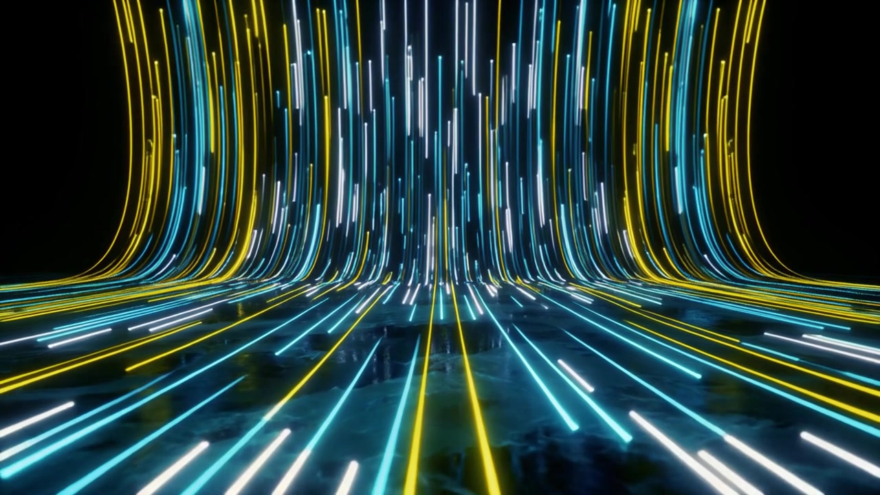 Abstract Motion Graphics with Glowing Neon Light Trails