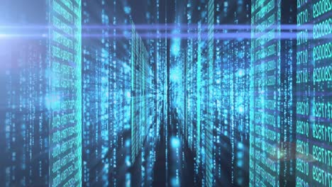animación de un túnel hecho de procesamiento de datos azul y rojo