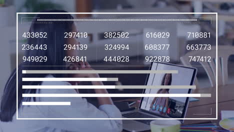 Animación-De-Números-Cambiantes,-Barras-De-Carga,-Compañeras-De-Trabajo-Diversas-Discutiendo-En-Videollamadas