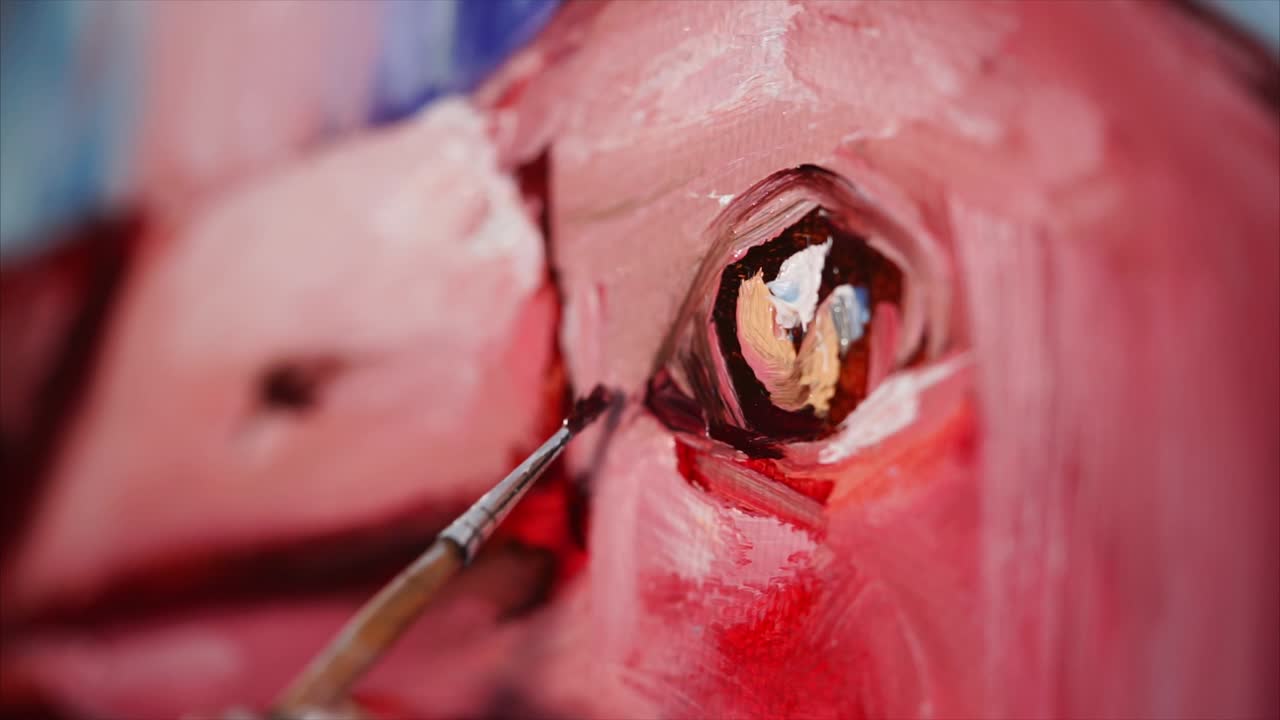 Close-up of Oil Painting Process