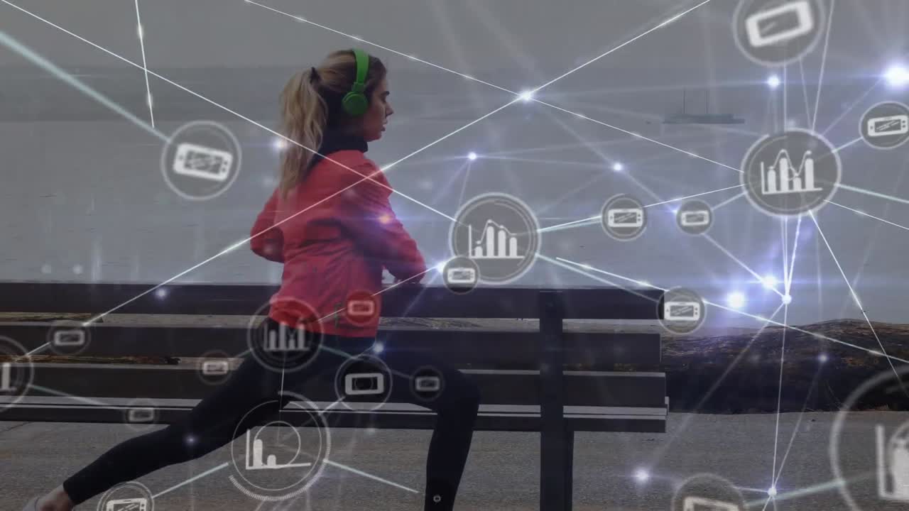 animación de la red de conexiones con iconos sobre mujeres biraciales que ejercen