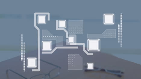 animation of networks of connections over businessman handshake