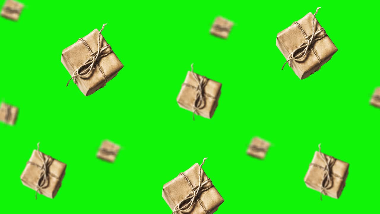 Flying Dark chocolate chip cookie of different diameters on the green screen on isolated background. Moving background pattern. Animated Background.High quality 4k Christmas sweets footage