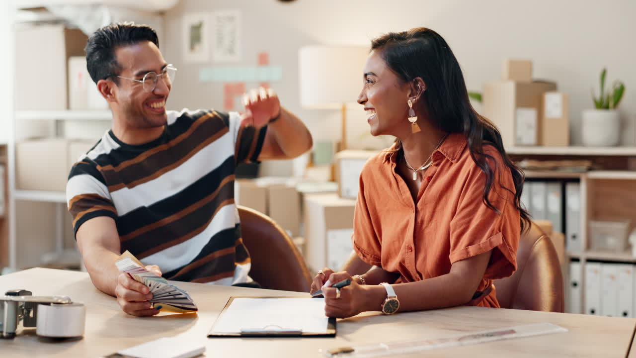 Fashion, high five and business people