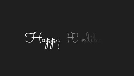 handwritten happy holidays in white on black background