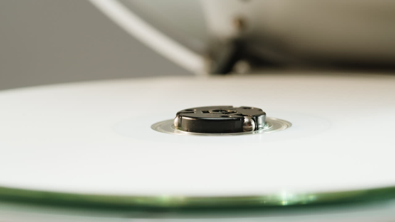 Vintage cd music player close-up. Using portable music player for listening with compact disc