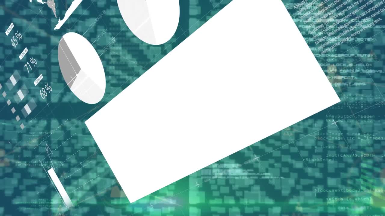 animación de gráficos sobre el procesamiento de datos en fondo verde con candado digital