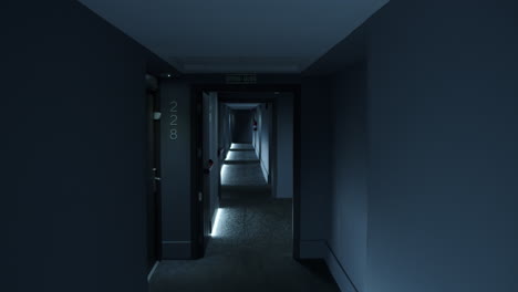 modern hotel hallway at night