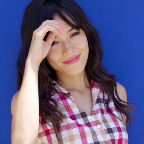 Sensual-young-woman-with-checkered-shirt