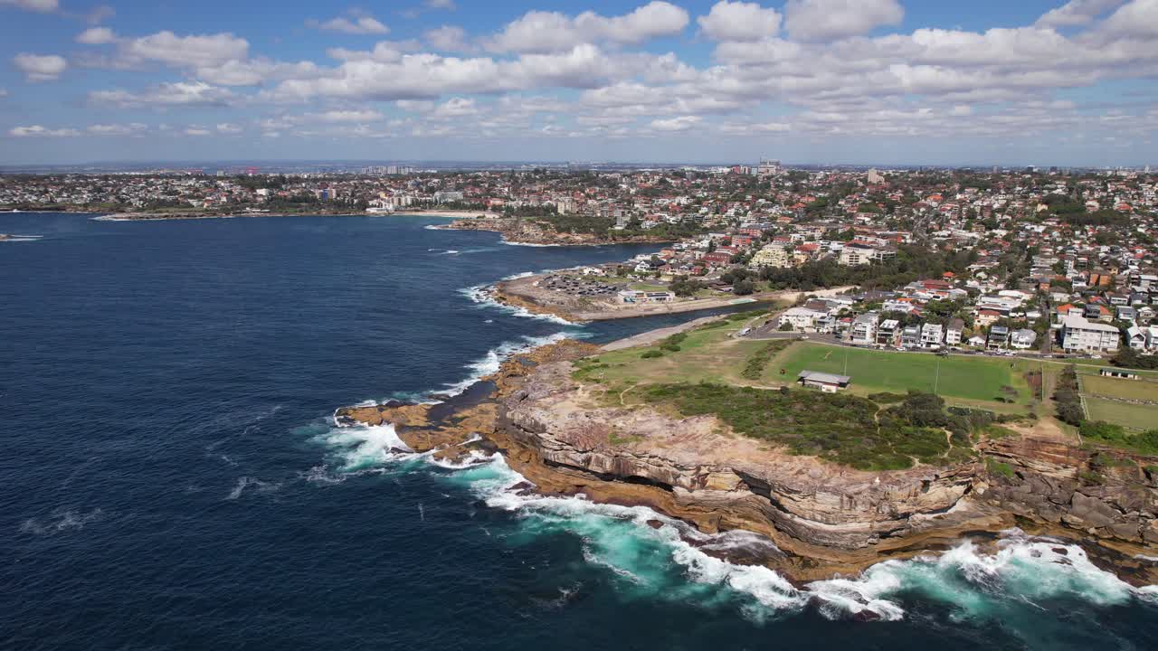 Clovelly Beach Bay And Shark Point Dive Site In Sydney, NSW, Australia - Aerial Drone Shot