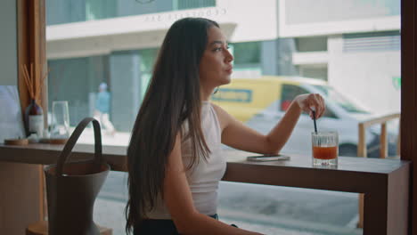 woman relaxing in a cafe