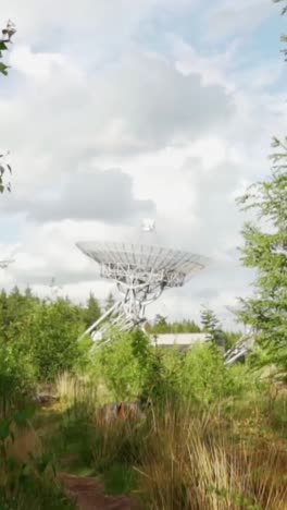 radio telescope in a forest landscape