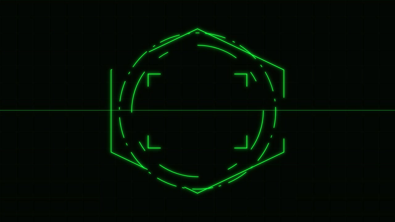 Futuristic Green Hexagonal Digital HUD Interface Animation