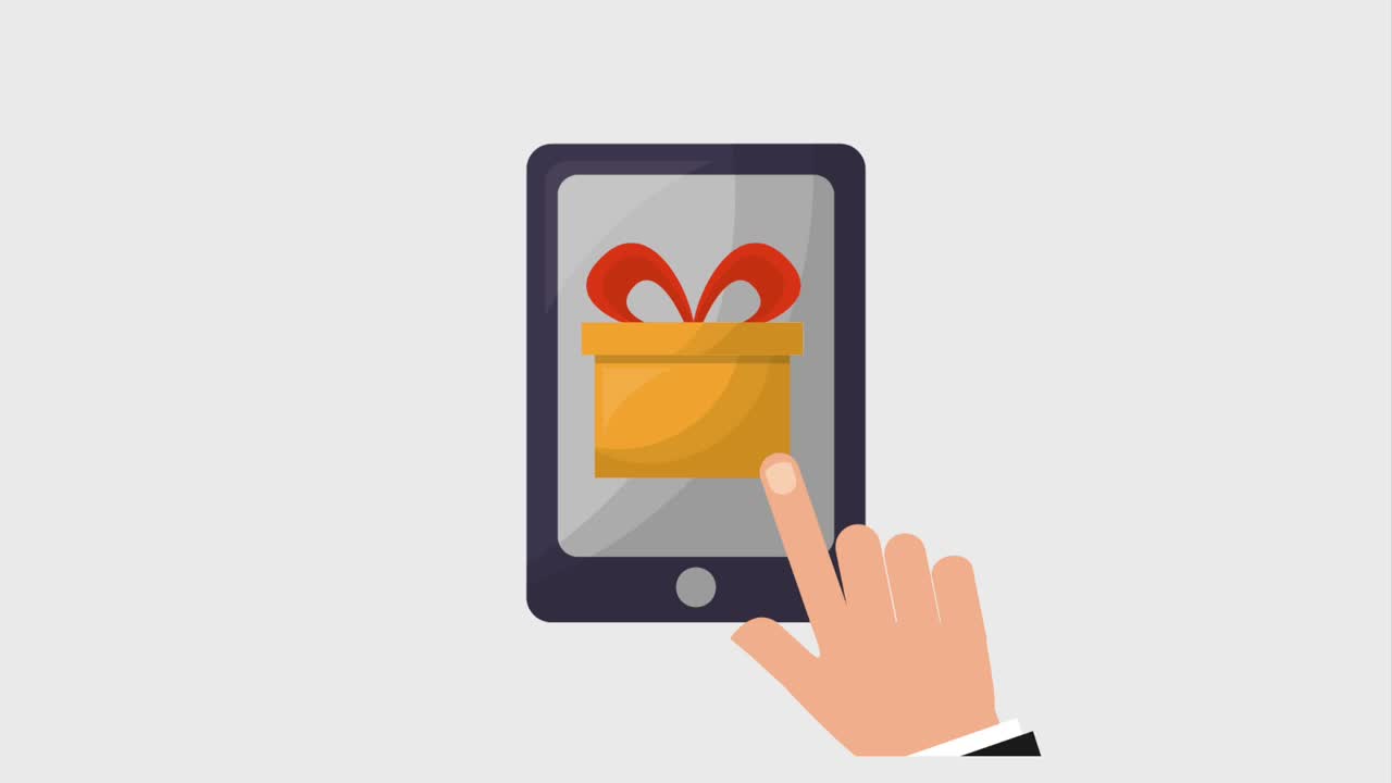 compras en línea animación teléfono inteligente haciendo clic